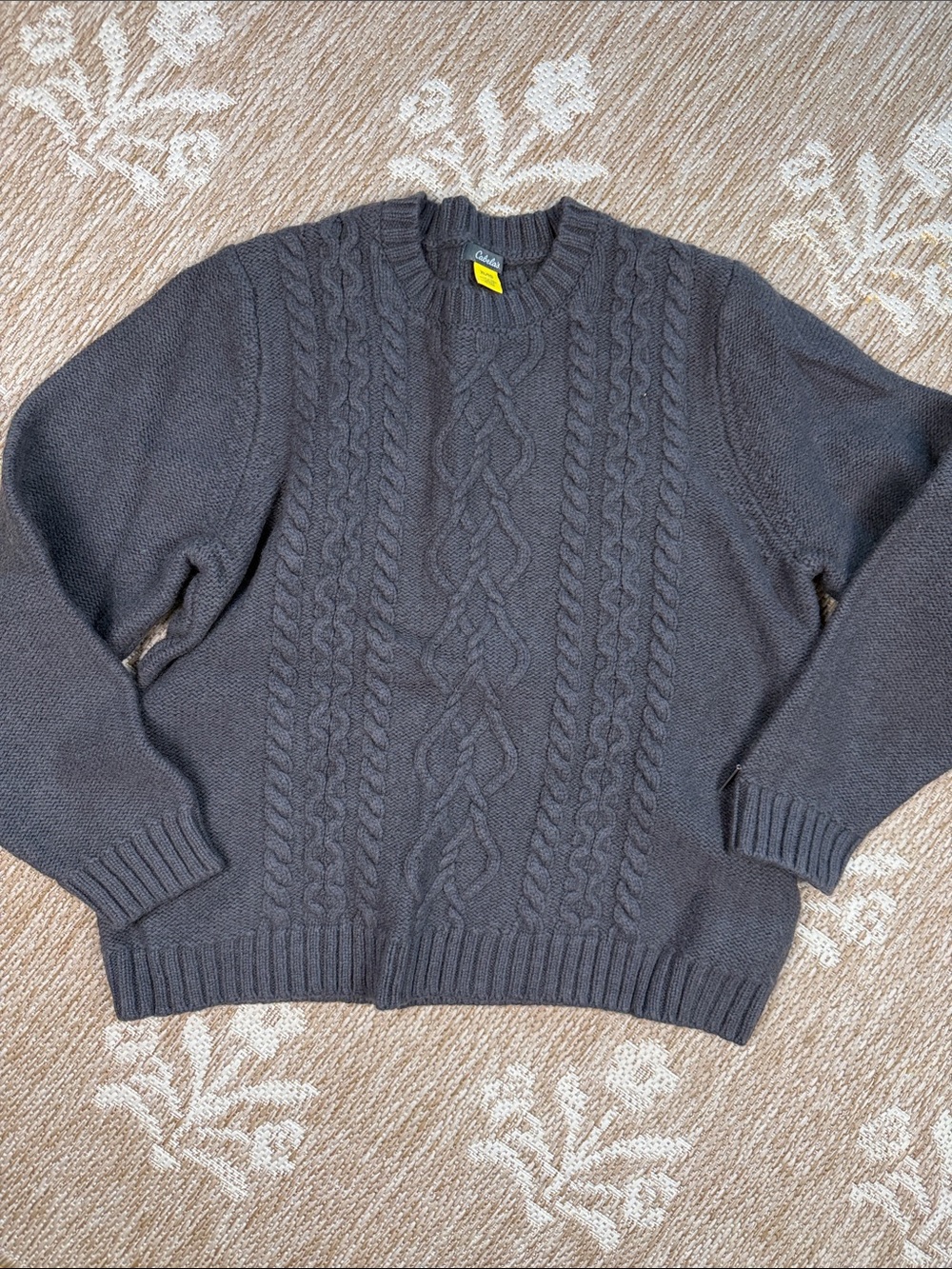 Cabela's Charcoal Cable-Knit Crewneck Sweater